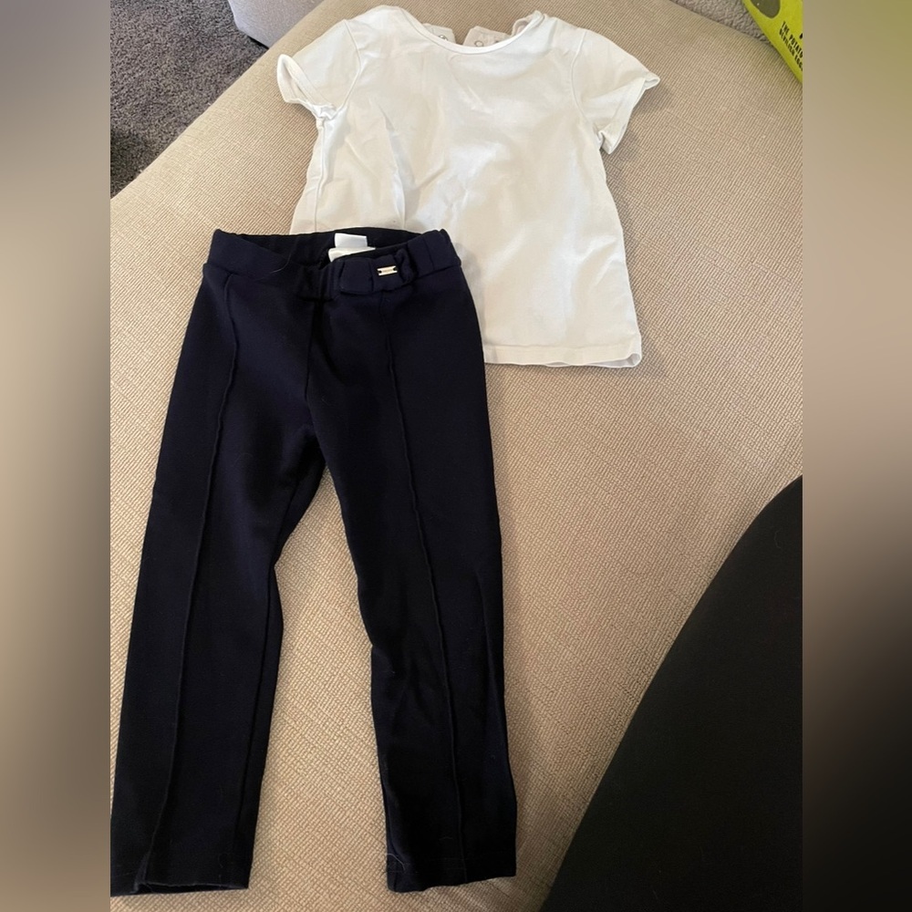 EUC Mayoral Boutique White Shirt and Navy Blue Pants